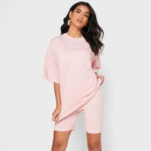Misguided T-shirt & Biker-shorts Set Pink